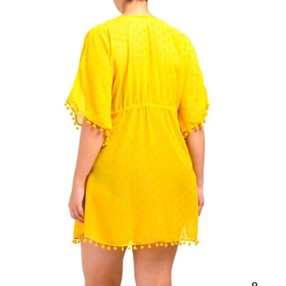 Club Z Collection Womens Yellow Swim Beach Cover up Size XL Resortwear Beach Sun - Picture 7 of 7